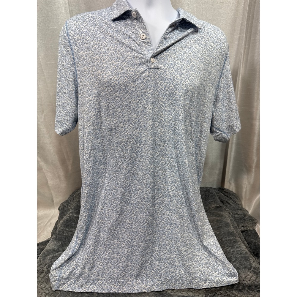 Abercrombie & Fitch Mens Performance Polo Shirt Blue Bicycle Print Size L‎ Tall